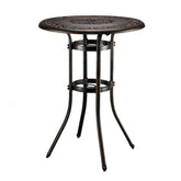 32" Round Cast Aluminum Outdoor Dining Table – Bronze, Weather-Resistant Patio Table