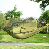 Double Camping Hammock with Mosquito Net – 600 lbs, 2-Person Parachute Nylon, Straps & Carry Bag