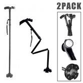 2-Pack Foldable Walking Cane with LED Light – 5-Level Height Adjustable Hiking & Travel Stick