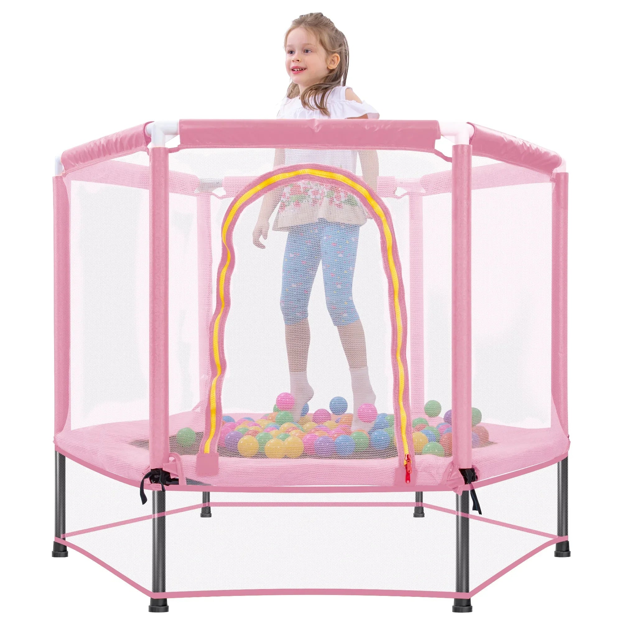 55-toddler-trampoline-with-safety-enclosure-net-balls-mini-indoor-outdoor-rebounder-1541753 - Averly Home