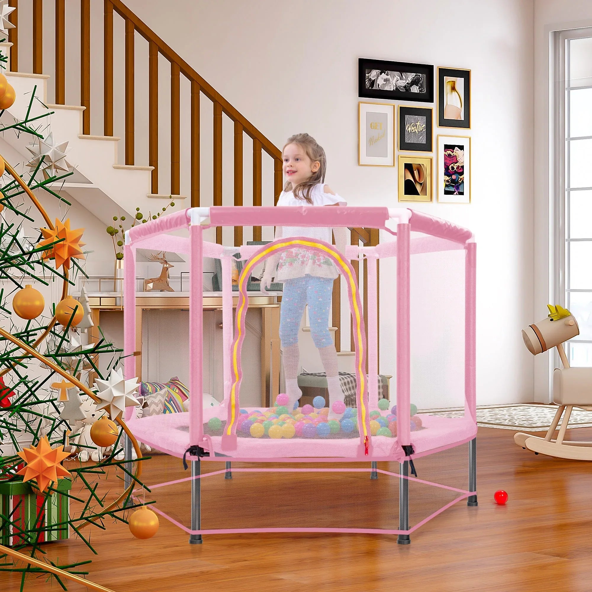 55-toddler-trampoline-with-safety-enclosure-net-balls-mini-indoor-outdoor-rebounder-2910401 - Averly Home