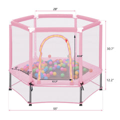 55-toddler-trampoline-with-safety-enclosure-net-balls-mini-indoor-outdoor-rebounder-5960176 - Averly Home