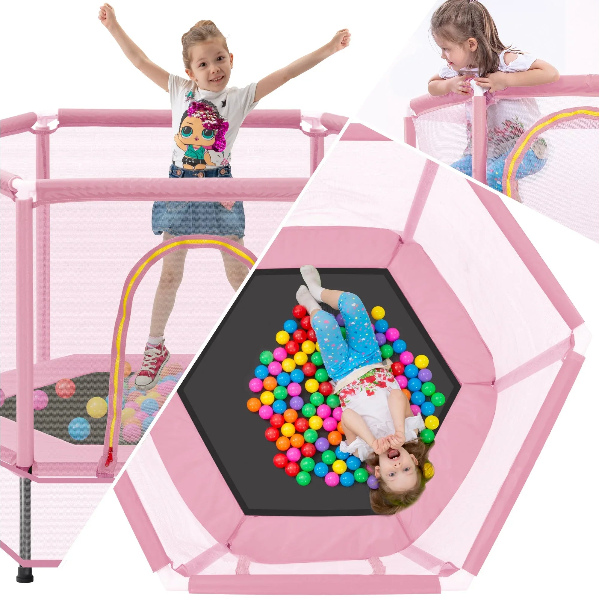 55-toddler-trampoline-with-safety-enclosure-net-balls-mini-indoor-outdoor-rebounder-6019375 - Averly Home